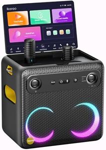 Ikarao Smart Karaoke Machine for Adults, with Lyrics Display, with 2 Wireless Micrpphone, 32GB Tablet, Professional PA System, 300W Peak Power, 4 DJ Lights, HDMI Speaker for Any Occasion-Break X2