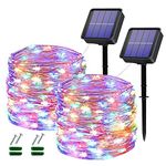 Solar Lights Outdoor Garden, 2 Pack Total 240LED Garden Solar String Lights,Waterproof Solar Fairy Lights 40Ft 8 Modes Decoration Solar Lights for Garden,Patio,Party,Wedding,Christmas(Colorful)