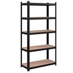 SONGMICS 5-Tier Shelving Unit, Steel Shelving Unit for Storage, Tool-Free Assembly, for Garage, Shed, Load Capacity 875 kg, 40 x 90 x 180 cm, Black GLR040B01