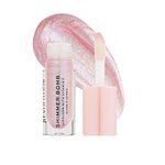 Makeup Revolution Baby Pink Lip Gloss for Women, Shimmer Bomb Lip Gloss - Sparkle Pink, Vitamin E for Extra Nourishment & Hydrating Lips, Coconut & Rosehip Oil, Shimmery & Sheer Formula - 4.5ml