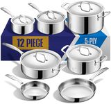 LEGEND COOKWARE Stainless Steel Cookware Set | 5 Ply, 14-Piece, Induction, Non-Toxic, Oven Safe | Best 18/8 Full Clad | Professional Kitchen Cooking, Heavy Chef Quality | PFOA, PTFE & PFOS Free