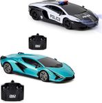 CMJ RC Cars Twin Pack: Officially Licensed Lamborghini Sian + Lambo Police RC Car Pack: Perfect for Racing Fans