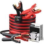 NOONE Heavy Duty Jumper Cables, 0 Gauge 25Feet 1000Amp Automotive Booster Cables with Reverse Polarity Protection for Car, SUV and Truck, Jumper Cables Kit with Carry Bag, Gloves, Brushes and Goggles