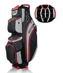 14 Way Golf Cart Bag for Push Bag Classy Design Full Length with Cooler, Rain Hood, Putter Well (Red)