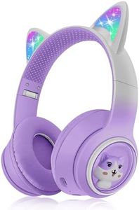Woukksy Cuffie Bluetooth per Bambini, 2023 Nue Pieghevole 85dB Over-Ear Cuffie per Ragazza, Wireless Cuffie per Bambina con LED e Microfono per Scuola/Tablet/Telefono Cellulare/PC (Viola)