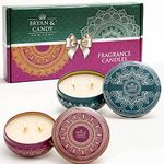 Bryan & Candy Soy Wax Printed Tin Scented Candles, Jasmine & Orange Flower, Black Rose & Frankincense Gift for Women & Men (Pack of 2)