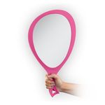 Zadro Salon Professional Extra-Large Hand Mirror with Handle, 25.4cm W x 48.25cm L, Multi-Purpose Oval Handheld Mirror with New Distortion-Free Reflection (1, Bright Pink, Large (Pack of 1))