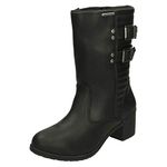 HARLEY-DAVIDSON Ladies Biker Boots Kirkley - Black Leather - UK Size 8W - EU Size 42 - US Size 10