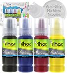 Rihac Sublimation Ink for Epson EcoTank Printers with No Mess Key Nozzle Set of 4 Cyan Magenta Yellow Black ET-502 ET-512 ET-522 (CMYK)