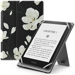 MoKo Universal Case for 6",6.8",7" Kindle eReaders Fire Tablet, Kindle/Kobo/Voyaga/Lenovo/Sony Kindle E-Book, Lightweight PU Leather Folio Shell Cover Case, with Hand Strap/Kickstand, Black & Magnolia