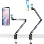 Phone Holder For Desk, With Strong Magnetic Design, Tablet Stand Holder With Long Arm, 360° Freely Adjustable Rotation Base, Upgraded Silicone Clamp, Compatible With IPhone, Android & IPad series