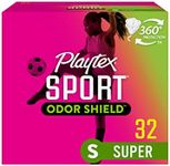 Playtex Sport Odor Shield Tampons, Super Absorbency, Unscented - 32ct