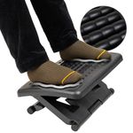 Mind Reader ' Comfy' Adjustable Height Ergonomic Foot Rest with Massage Rollers, Black