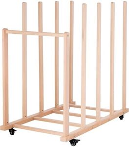 Somime Extra Large Art Canvas Storage Rack, Art Drying Rack, Wooden Canvas Boards Rack with Handle and Caster Wheels for Drawing Boards, Panels, Artwork in Art Studio/Gallery