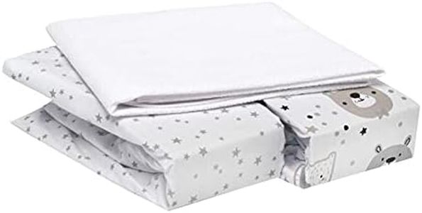 FlyIdeas 3 Pcs Set Bedside Crib Fitted Sheets 50x83 cm | 2 Fitted Sheets & 1 Waterproof Mattress Protector - Compatible with Bedside Co-Sleeping Next to Me Mattresses 50x80 40x80 and Similar