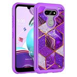 Vavies Case for LG Aristo 5 Plus/for LG K31/for LG Risio 4/for LG Phoenix 5/for LG Fortune 3 Phone Case, Shock Absorption Dual Layer Heavy Duty Protective Cover Rugged Cases for LG K31 (Purple/Marble)