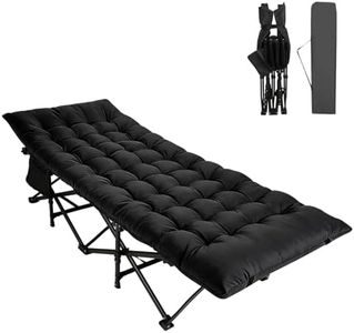 Northroad Camping Cot with Thick Mattress,Quick Set-Up Sleeping Cots with Side Pocket for Outdoor Camping, Office Nap, Home Garden, Beach, Travel, Black