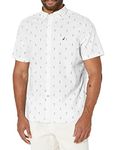 Nautica Men's Anchor Print Poplin Shirt, Bright White, Medium