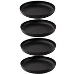 Irida Naturals Wheat Straw & Bamboo Fiber Fluted Snack Plates | 8 inch Pack of 4 | Eco-Friendly,Lightweight & Unbreakable Plates | Microwave Safe Breakfast Plates | for Hot & Cold Serving (Black)