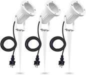 linovum CARI Outdoor Spotlight with Ground Spike White with Socket for 1x GU10 - IP65 Spotlight with Power Cable 2 m Schuko Pack of 3