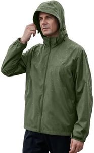 EIGIOO Men's Hooded Windbreaker Jacket Lightweight Waterproof for Hiking Green M