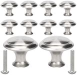 nutmanel 10pcs Zinc Alloy Cabinets Knobs Handles, Round Silver Drawer Knobs for Old Kitchen and Cupboard Makeovers, Silver