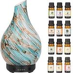 Glass Essential Oil Diffuser 120ML Aroma Humidifier Glass Aroma Diffuser, 7 Color Changing Waterless Auto-Off, 4 Timer Setting Glass Diffuser for Home Office