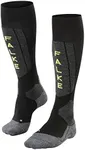 FALKE Men's SK5 Ski Socks, Silk, Knee High, Ultra Light Cushion, Breathable Quick Dry, Winter Athletic Sock, Black (Black-Lightning 3171), 9-10, 1 Pair