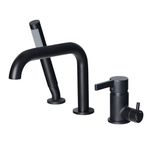 KAPHOME Roman Tub Faucet With Sprayer,Deck Mount Tub Faucet With Sprayer,High Flow 3-Holes Single-Handle Widespread Brass Rotatable Bathtub Filler With Hand Shower,Matte Black Tub Faucet,5Y3MK