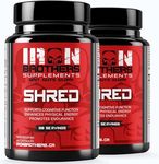 Iron Brothers Shred Thermogenic Fat Burner Supplement for Weight Loss (2 Bottles) | Appetite Suppressant & Metabolism Booster with Green Tea Extract & Caffeine | Diet Pills for Women and Men