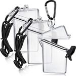 3 Sets Waterproof ID Card Badge Holder Case Waterproof Sports Case Vertical Badge Holders with Lanyard and Keychain