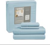 Egyptian Cotton Sheets King Size, 800 Thread Count 4 Piece Sheet Set, Cotton Sheets for King Size Bed, Solid Sateen Weave, 16" Deep Pocket (Fits Upto 18" Mattress), Cotton Bed Sheets - Light Blue