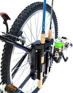 Bike Fisherman - Fishing Rod Holder, Hold 2 Rods, Easily Mount Fishing Poles to Bike, Secures Fishing Rods for Bicycle Fishing Black 9/ x 6/ x 2-3/4/