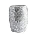 WHOLE HOUSEWARES | Bathroom Wastebasket | Mosaic Glass Decoration | Bathroom Trash Can | Bathroom Accessory | Shiny Glass Garbage Can | 7.5" x 10" (Silver)