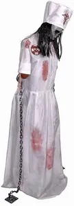 Haunted Hill Farm Life-Size 5.2-Ft Animatronic Convulsing Nurse by Tekky Halloween Decoration with Motion-Activated Sounds