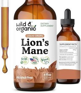 Wild & Organic Lions Mane Liquid Drops - Brain & Focus Support - Lion's Mane Mushroom Supplement - Hericium Erinaceus Mushroom Drops - Vegan, Sugar & Alcohol-Free Extract Tincture - 4 fl oz