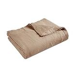 LANE LINEN Queen Size Cooling Blanket for Bed – Durable Soft Cozy Lightweight 100% Sustainably Sourced Pure Tencel & Cotton Flannel Blankets for All Seasons – 3-Layer Blanket - 88” x 90” – Taupe Brown