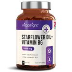 Starflower Oil Capsules 1000mg, 3 Months High GLA Borage Oil Capsules with Vitamin B6, Cold Pressed Star Flower Oil Capsules (1000mg Softgels) Vitabright Starflower Oil Capsules High Strength