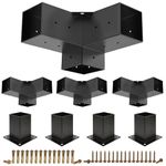 Kinchoix Pergola Brackets, 4 Pack Woodworks Pergola Kit 3-Way Right Angle Corner Bracket with Pergola Post Base for 4x4'' (Actual: 3.5x3.5'') Wood Beams Elevated Wood Stand Kit Pergola/Gazebo Kit
