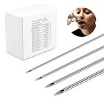 JIESIBAO 100PCS Mixed Body Piercing Needles, 14G 16G 18G 20G 316L Stainless Steel Sterile Disposable Piercing Needles for Ear Nose Navel Nipple Lip Piercing