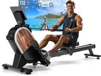 Rowing Machine for Home Gym, CHAOKE Magnetic Rowing Machine with 16 Levels Quiet Resistance, Maximum Load of 350LB, LCD Monitor, Dual Slide Rails, APP Compatible, Vertical Storage