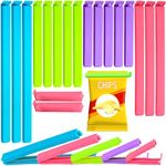 Food Clips 18 Pcs with Storage Bag, Bag Sealing Clips for Sealing Food Storage Bags, Food Bag Clips in 4 Colors, Reusable Plastic Bag Clips for Food Storage for Sandwiches and Snacks (18 Pcs)