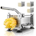 FOHERE Professional Potato Chipper, French Fry Cutter with Ultra-Sharp Stainless Steel Blades, Heavy Duty Aluminum Alloy Vegetable Slicer, Commercial Grade Chips Maker for Fruit & Veg