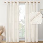 YoungsTex Boho Curtains for Farmhouse - Semi Sheer Curtains 84 Inch Long 2 Panels Grommet Light Filtering Privacy Drapes for Living Room, Ivory Cream, Each Panel 52 x84 Inches