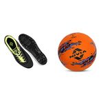 Nivia Airstrike Football Stud for Kids (Black) UK-4 Storm Football | Football Size - 5 (Orange)