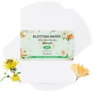 Wisreach Blotting Paper for Flower Press, 20 Sheets Flower Press Paper Highly Absorbent and Reusable Blotter Paper for Flower Art A4 Size 8.26 x 11.4 inch