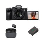 Sony Alpha 7SM3 Full-Frame Camera Body with Wireless Earbuds (WF-LS900N) & Rechargeable Battery (FZ100) | 4K 120P | 4:2:2 10 bit | ISO 40-409600 | High Dynamic Range | Videographers & Creators - Black