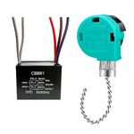 YukiHalu Ceiling Fan Pull Chain Switch 3 Speed 4 Wire, Ceiling Fan Capacitor CBB61 4.5uf + 6uf + 5uf 5 Wire 250V, Light Switch for Fan and Light