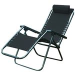 BLACK ZERO GRAVITY GARDEN CHAIR TEXTOLINE RECLINING SUN LOUNGER PATIO OUTDOOR RECLINER