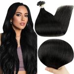 Full Shine U Tip Keratin Hair Extensions 22 Inch Real Remy Human Hair Color 1 Jet Black Straight Fusion U Tip Remy Extensions Nail Tip Fusion Extensions Brazilian Hair